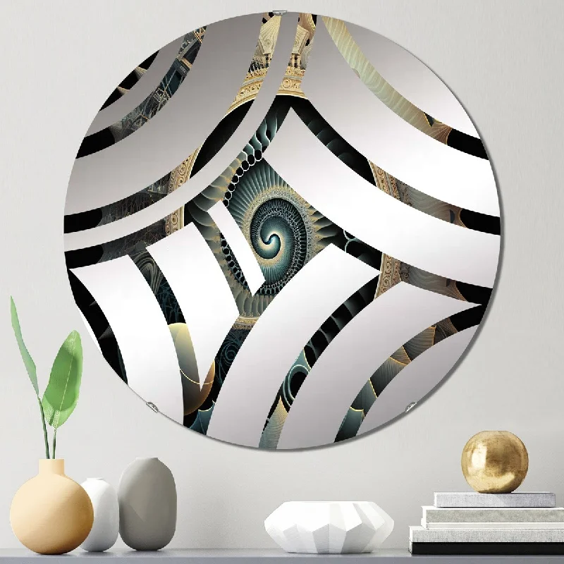 Designart "Future Waves Seascape Of Ocean Sounds VI" - Modern Abstract Shapes Centre Wave Decorative Mirror