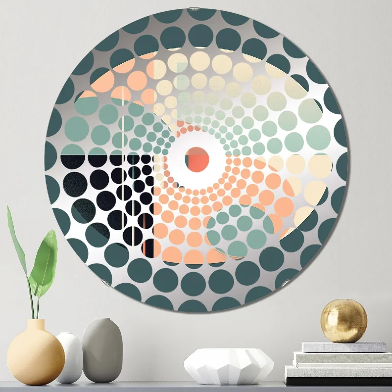 Designart "Geometric Dreaming Retro Minimalism In Pink II" - Abstract Geometric Concentric Circles Decorative Mirror