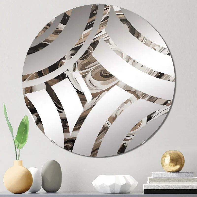 Designart "Geometric Illusions III" - Modern Abstract Geometric Centre Wave Decorative Mirror