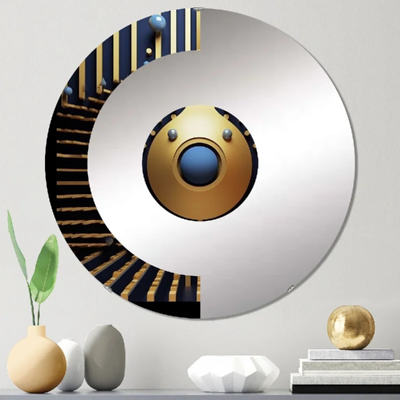 Designart "Geometry Of Awareness Futuristic Minimalism IV" - Modern Abstract Geometric Half Circle Wall Mirror