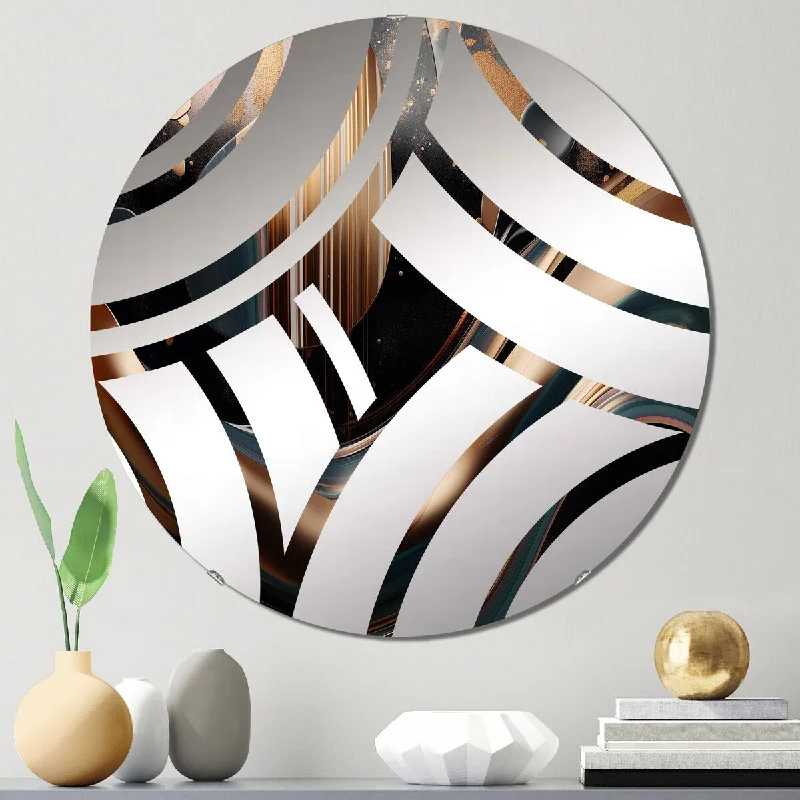 Designart "Gold And Black Marbled Euphoria VI" - Modern Abstract Marble Centre Wave Decorative Mirror