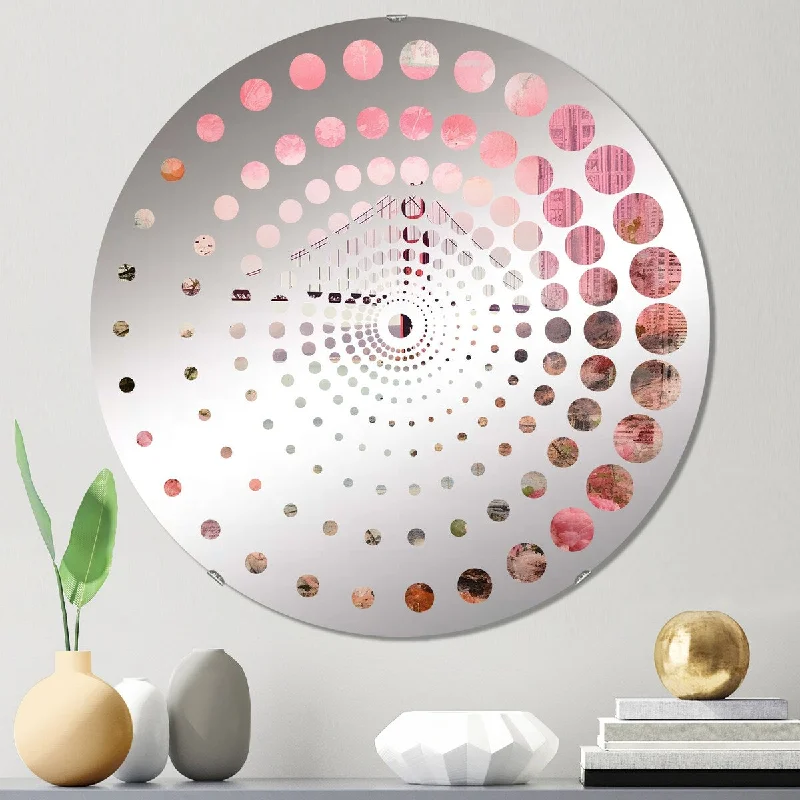 Designart "Golden Gate San Francisco Retro Pink Collage" - Industrial San Francisco Spiral Circle Wall Mirror