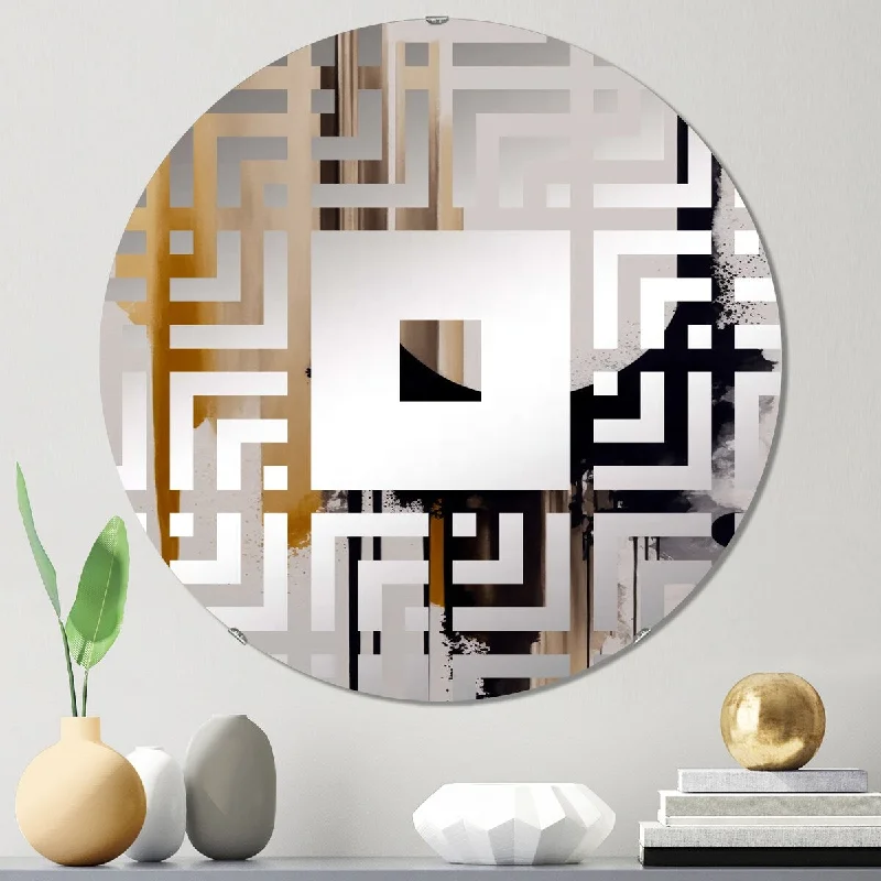 Designart "Golden Minimalist Abstract I" - Modern Abstract Square Wall Mirror