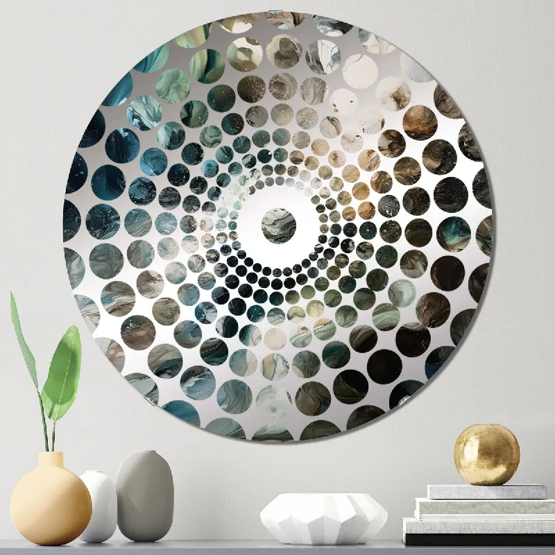 Designart "Green Black Inner Worlds Of Marble III" - Modern Abstract Geometric Concentric Circles Decorative Mirror