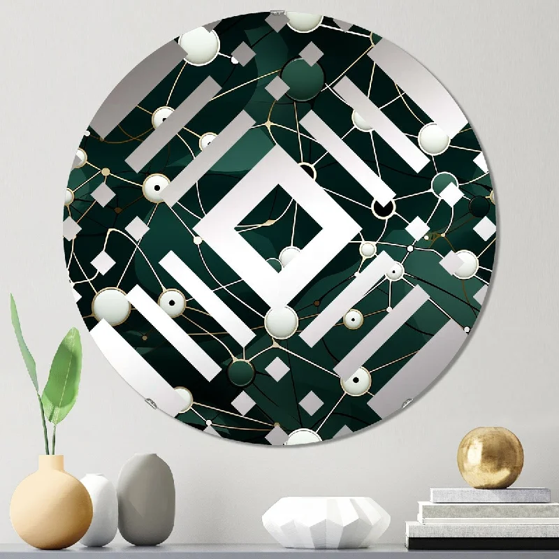 Designart "Green Popart Techno Tangles" - Glam Marble Diamond Decorative Mirror