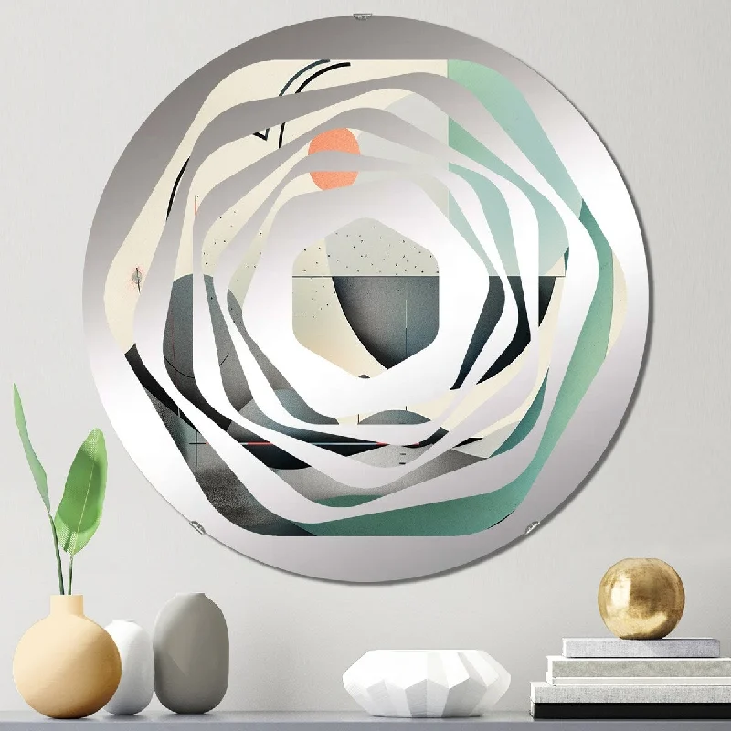 Designart "Grey Harmonious Patterns II" - Modern Abstract Geometric Amorphe Decorative Mirror