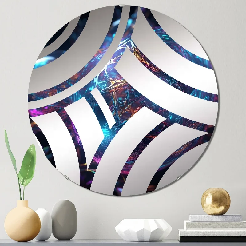 Designart "Liquid Crystal Atom" - Modern Fractals Centre Wave Decorative Mirror