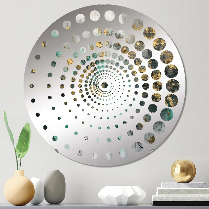 Designart "Marbled Japonaise Landscape II" - Modern Abstract Marble Spiral Circle Wall Mirror