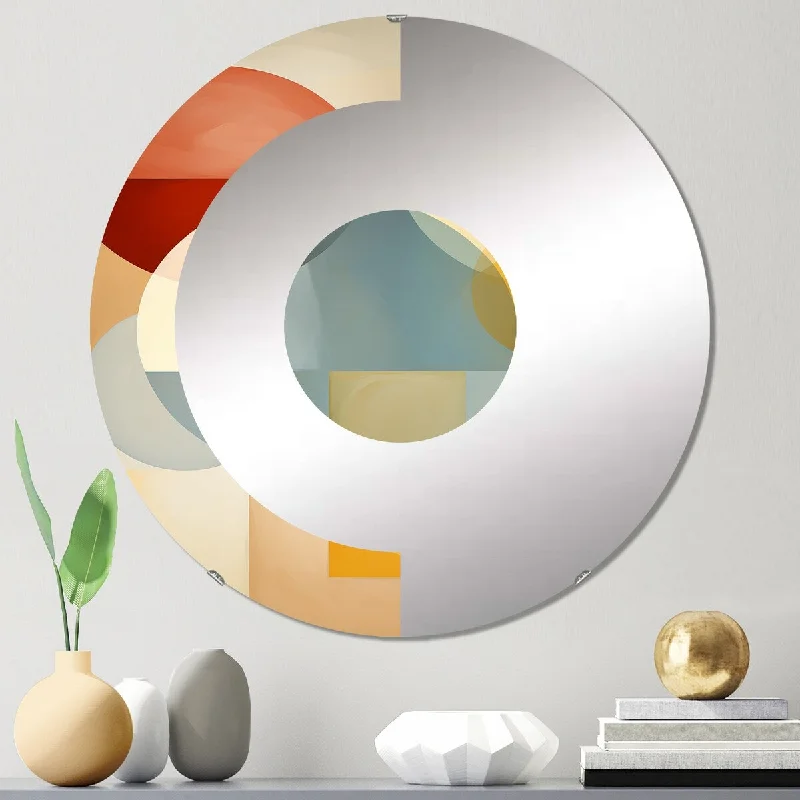 Designart "Midcentury Minimal Abstract Geometric Art I" - Modern Abstract Midcentury Half Circle Wall Mirror