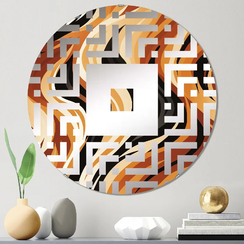 Designart "Mocha Zebra Stripes Striped Pattern" - Modern Abstract Square Wall Mirror