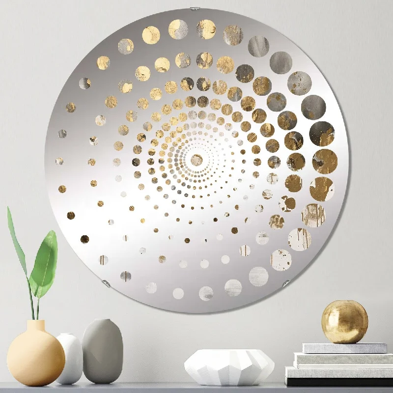 Designart "Modern Golden Drip" - Modern Abstract Spiral Circle Wall Mirror