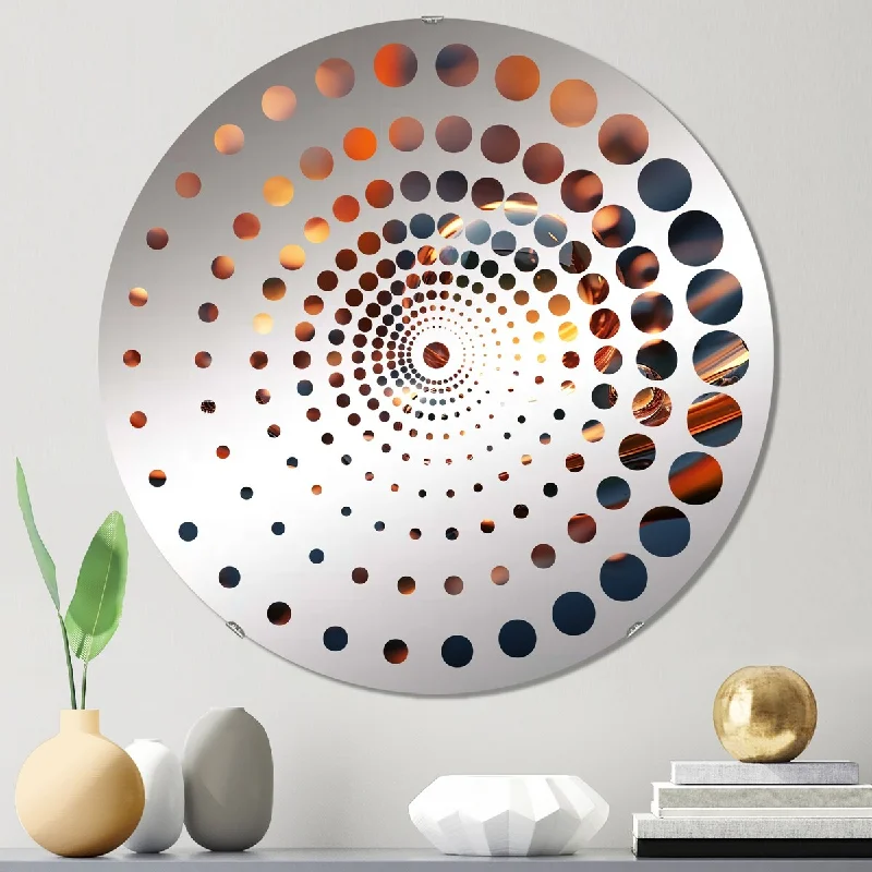 Designart "Morning Dew Pearls Tender Sunshine Reflections I" - Traditional Flowers Spiral Circle Wall Mirror