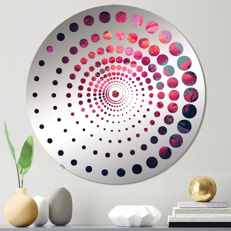 Designart "Mysterious Pink Mountain Pink Flowers Blossoming" - Traditional Flowers Spiral Circle Wall Mirror