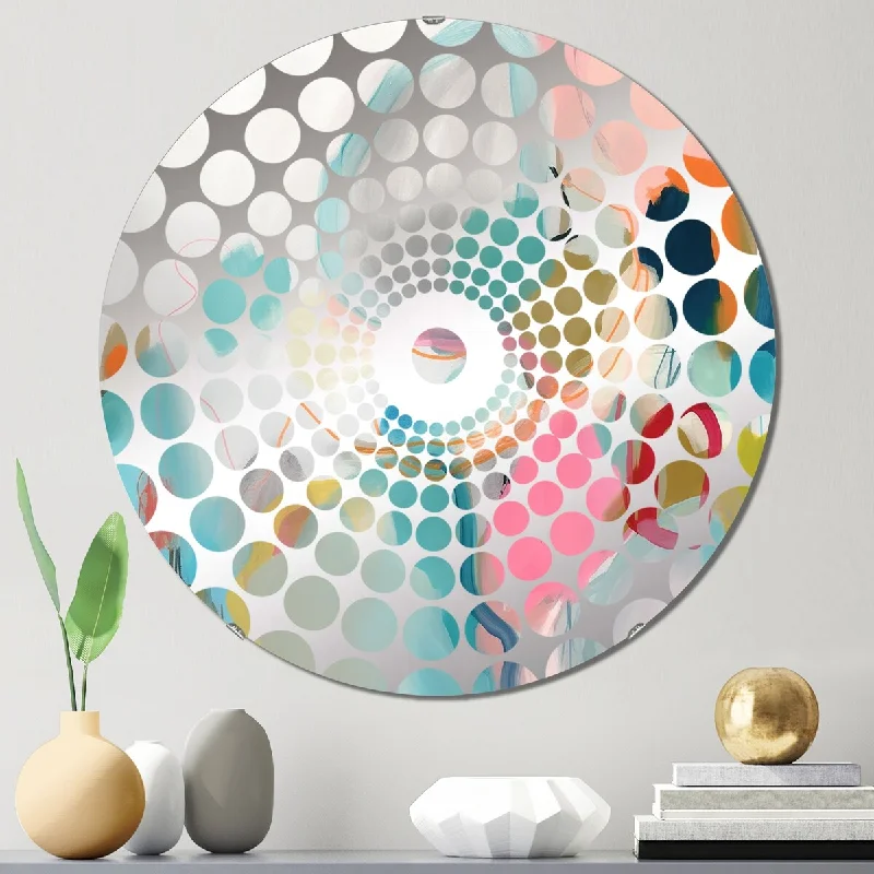 Designart "Pink Blue Minimalims Fludity II" - Modern Abstract Minimalism Concentric Circles Decorative Mirror