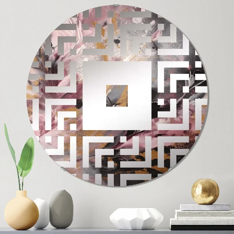 Designart "Pink Fern Reverie" - Modern Ferns Square Wall Mirror