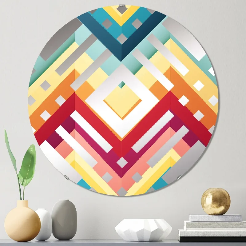 Designart "Popart Chromatic Chevrons" - Modern Striped, Abstract Diamond Decorative Mirror