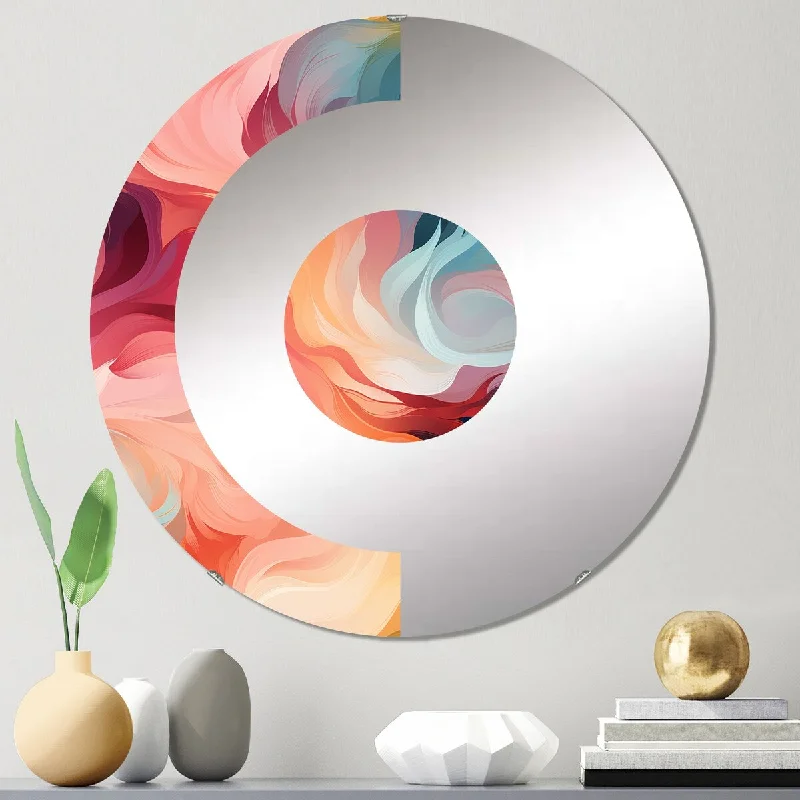 Designart "Popart Colorful Playful Mirage" - Modern Abstract Half Circle Wall Mirror