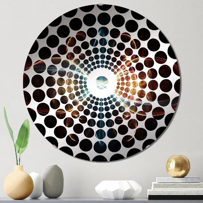 Designart "Quantum Twin Flames II" - Modern Fractals Concentric Circles Decorative Mirror