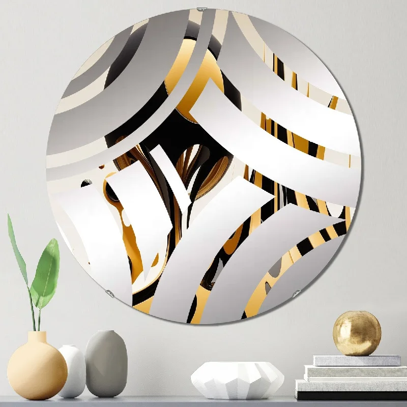 Designart "Rising Gold II" - Modern Abstract Geometric Centre Wave Decorative Mirror