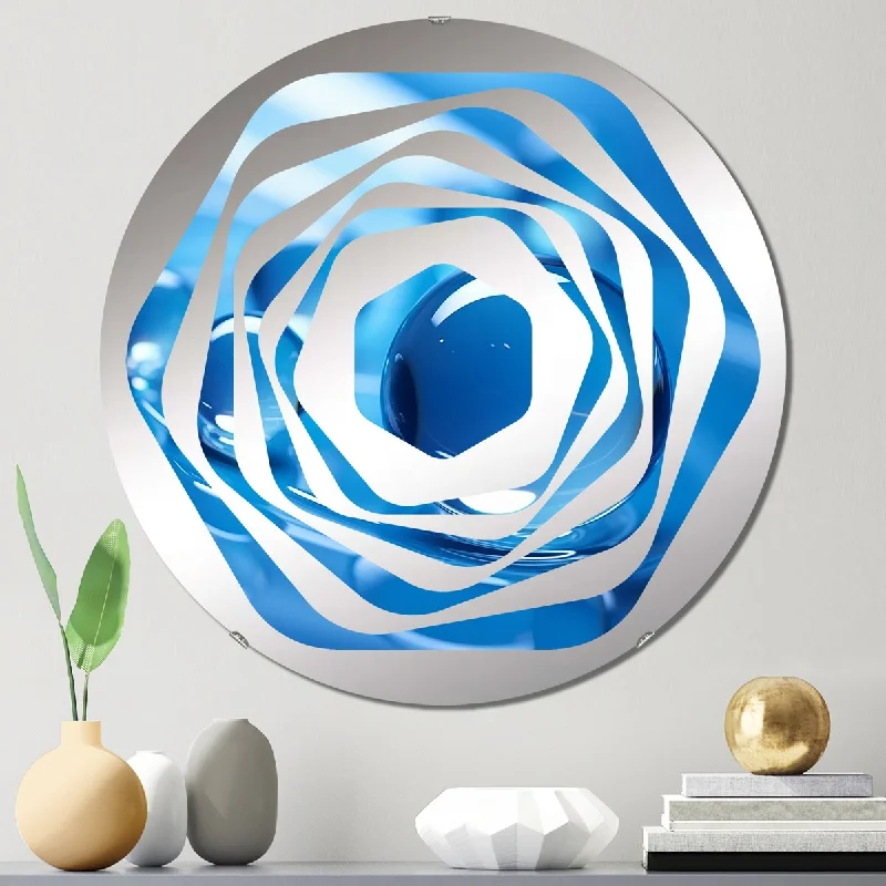 Designart "Serenity Sapphire Circular Spheres II" - Modern Abstract Geometric Amorphe Decorative Mirror