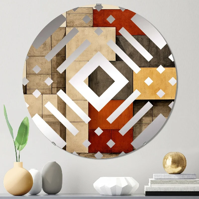 Designart "Simplicity Of Beauty Vintage Minimal Geometrics I" - Modern Abstract Geometric Diamond Decorative Mirror