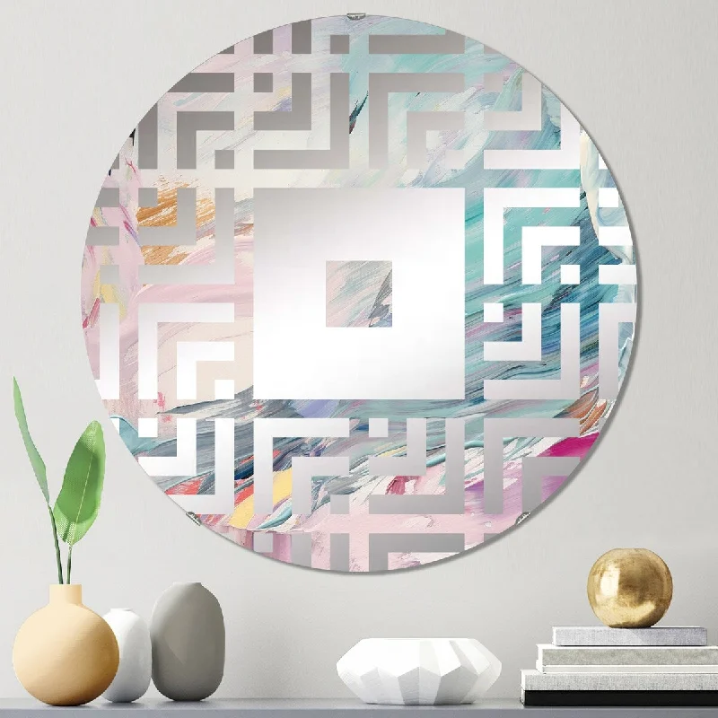 Designart "Spring Miracles In Tender Retro Pastel" - Modern Abstract Painting Square Wall Mirror