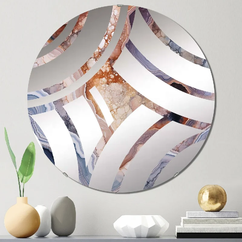 Designart "Stone Geode Scenery Minimalism II" - Traditional Stone Geode Centre Wave Decorative Mirror