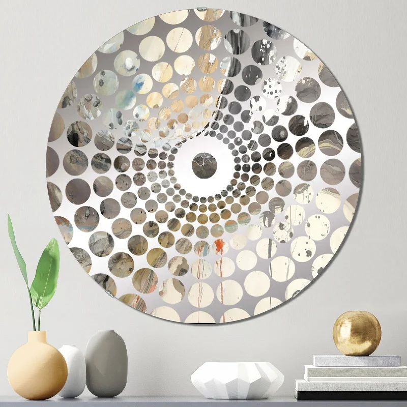 Designart "Subtle Serenity Gray Watercolor Waves I" - Modern Abstract Shapes Concentric Circles Decorative Mirror