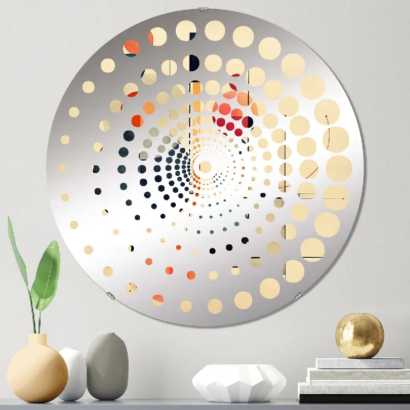 Designart "Syncronicities Midcentury Elegant Retro Art VI" - Modern Abstract Midcentury Spiral Circle Wall Mirror