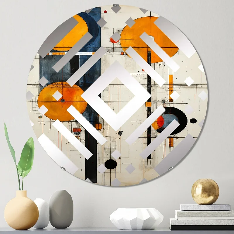 Designart "Three Moons Abstract Vintage" - Modern Abstract Geometric Diamond Decorative Mirror