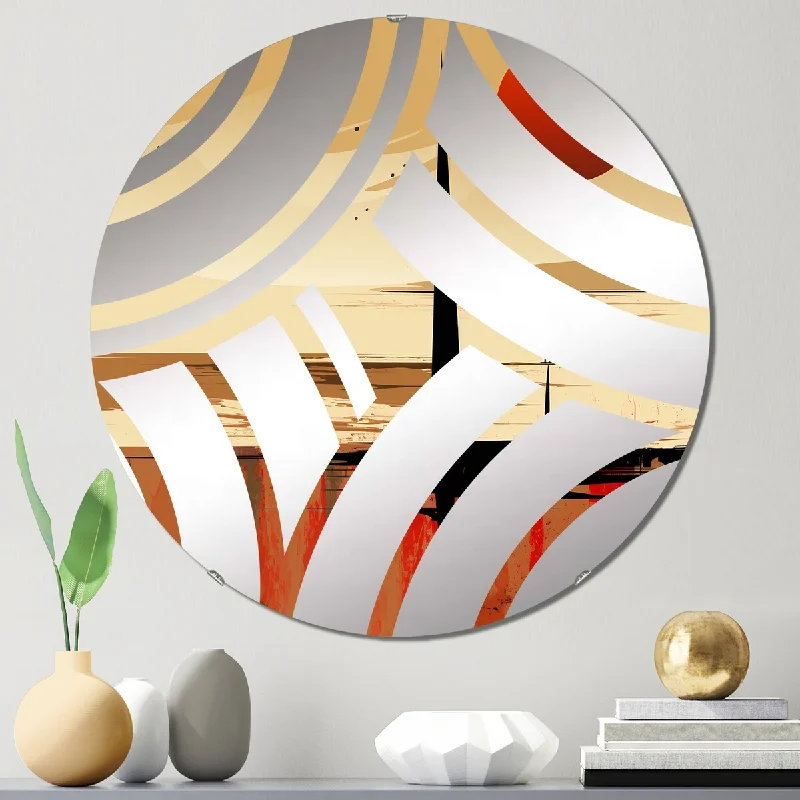 Designart "Time Capsule Vintage Illustration I" - Modern Abstract Geometric Centre Wave Decorative Mirror