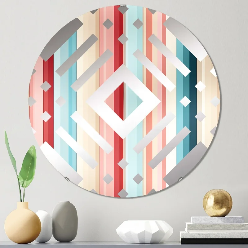 Designart "Vibrant Striped Harmony Pattern" - Modern Striped, Abstract Diamond Decorative Mirror