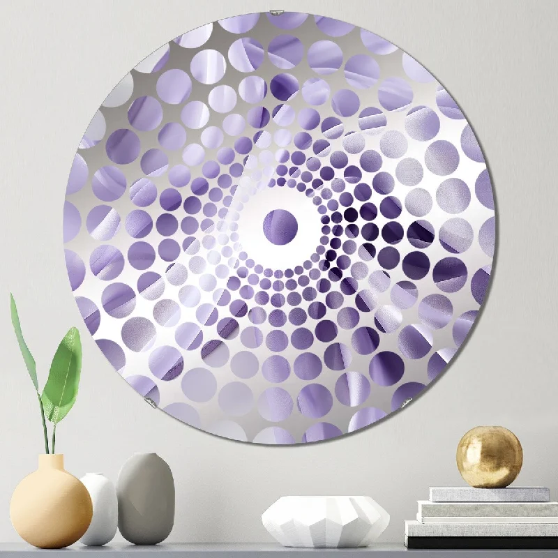 Designart "Whie and Purple Fab waves III" - Modern Abstract Geometric Concentric Circles Decorative Mirror