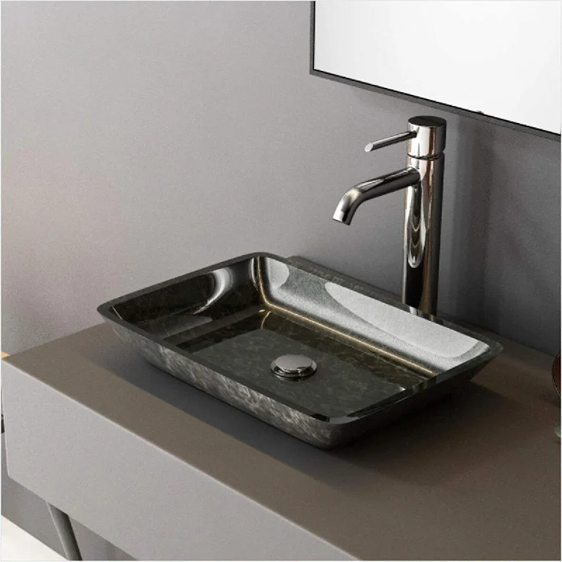 EPOWP Bathroom SinksTempered Glass Vessel Top Mount Above Counter