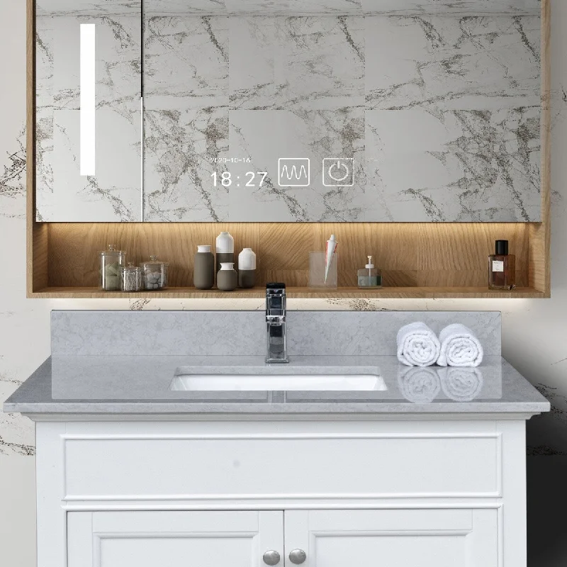 EPOWP bathroom stone vanity top with undermount ceramic sink and faucet hole