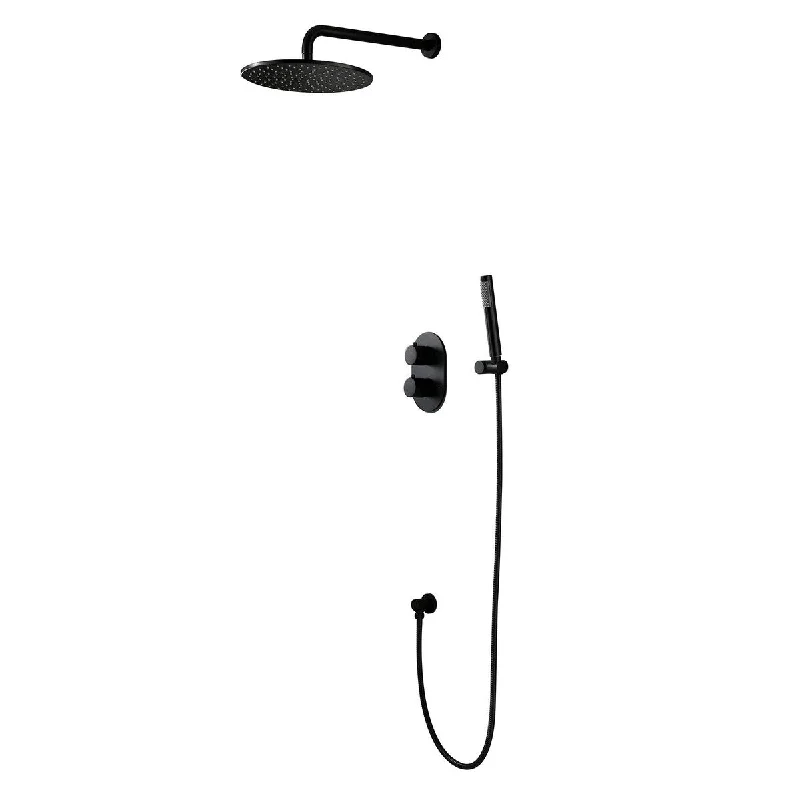 EPOWP Bathroom Wall Mounted Brass Shower Fixture Matt Black Shower Kit