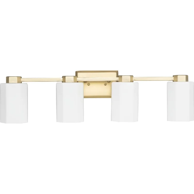 Estrada Collection Four-Light Brushed Gold Contemporary Bath & Vanity Light - 31.25 in x 5.37 in x 8.37 in