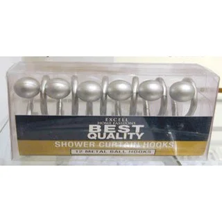 Excell 1ME-06100557043 Satin Finish Metal Ball Shower Curtain Hooks