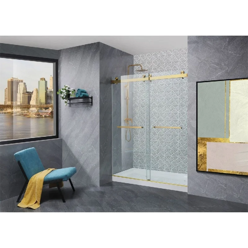 Frameless Double Sliding Shower Glass Door