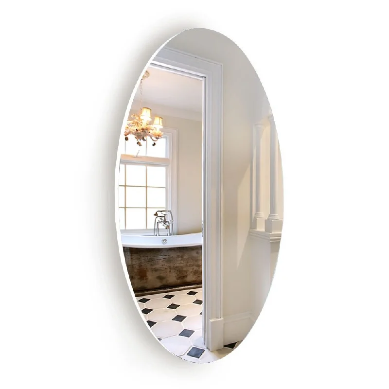 Frameless Wall Mounted Bathroom Mirror, Oval HD Makeup Mirror