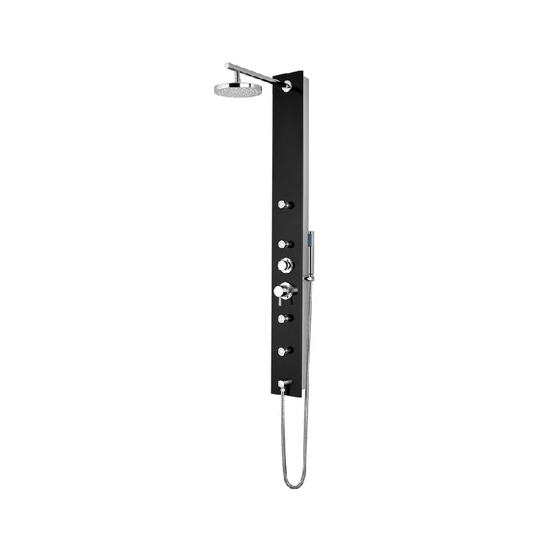 GLASS S924 Glass Shower Panel w/ Handheld Shower, Black