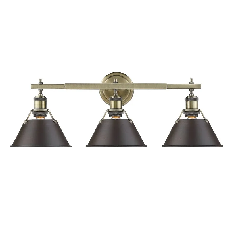 Golden Lighting Orwell AB Aged Brass Rubbed Bronze Shade 3-light Vanity Light Fixture