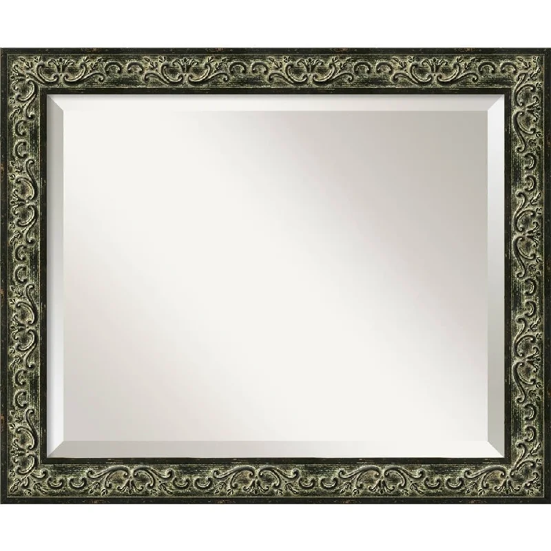 Green Provencal Scroll 23 x 19 Medium Wall Mirror - Green/Bronze