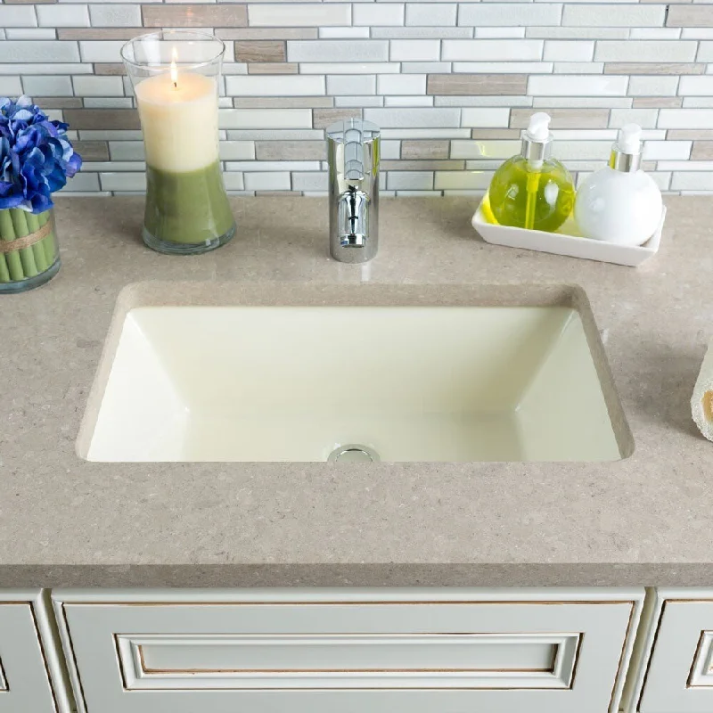 Hahn Ceramic Bisque Large Rectangular Bowl Undermount Bathroom Sink