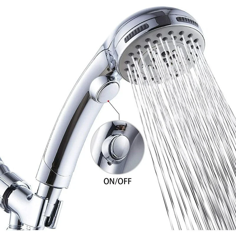 Handheld Shower Head - Long Hose, High Pressure, Chrome Finish