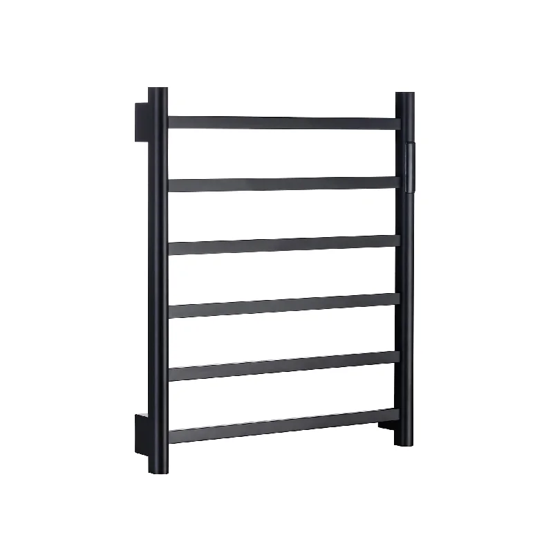 Heated Towel Rack 6-Bar Towel Warmer Rack Electric Towel Drying Rack with Timer, Plug-in/Hardwired