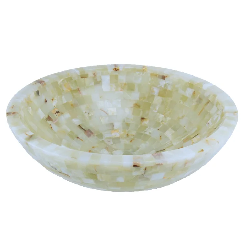 Italia Green Onyx and Glass Mosaic Round Vessel Sink