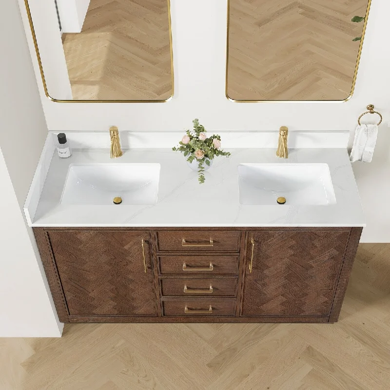 Jakarta Bath Vanity with Quartz Stone Top without Mirror