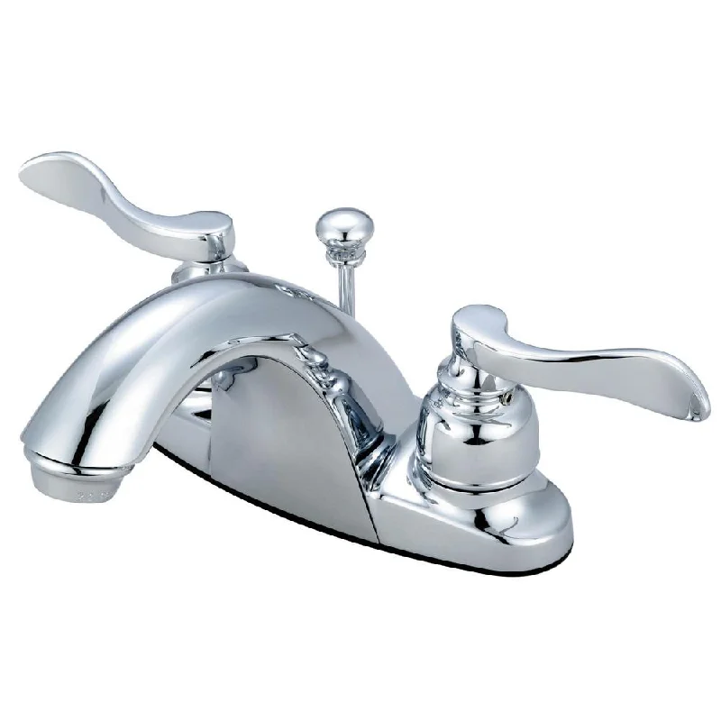 Kingston Brass Chrome NuWave French centerset bathroom faucet w drain KB8641NFL