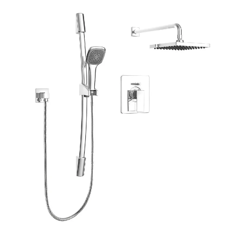 KIT-QUA130CCP Rain Pressure Balanced Square Shower System, Polished Chrome